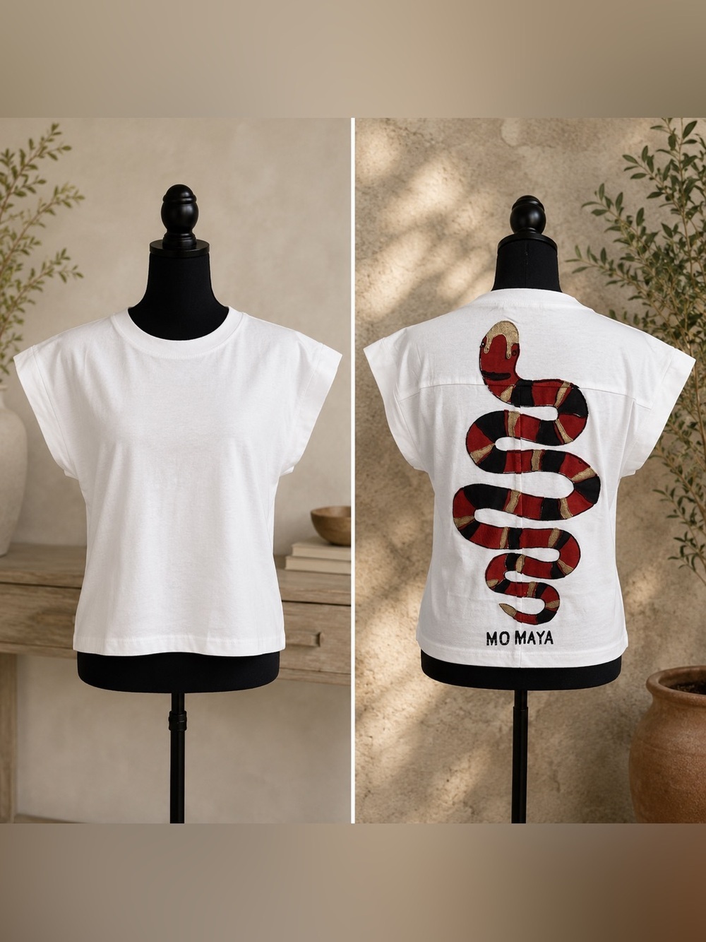 NWT Mo Maya Sonoran Crew Neck Snake Design Knit Tee ~ SOLD OUT ~ OS